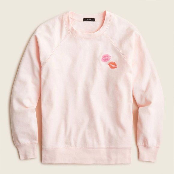 J Crew BF375 NWT Woman's Plus Size 2X Magic Rinse Sweatshirt in Kiss Print - Picture 1 of 6